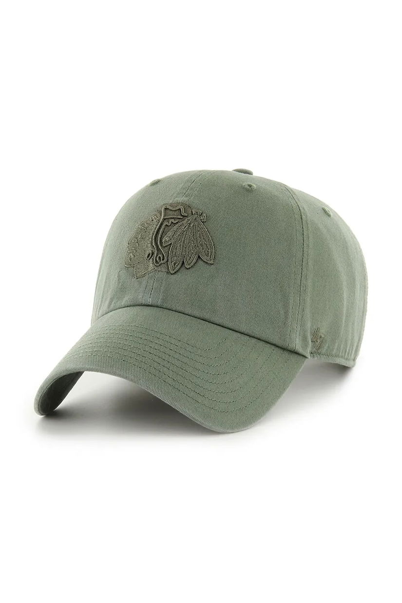 47 brand șapcă de baseball din bumbac NHL Chicago Blackhawks culoarea verde, H-NLRGW04GWS-MS