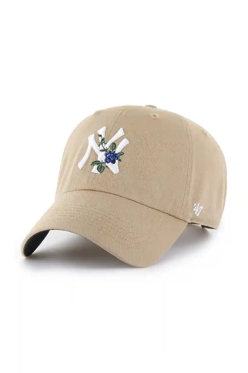 47 brand șapcă de baseball din bumbac MLB New York Yankees culoarea verde, B-THRNC17GWS-KHB