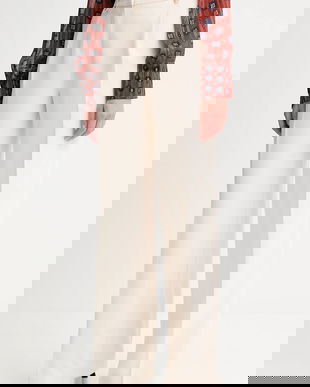 Morgan pantaloni culoarea bej, drept, high waist, PAKA.F