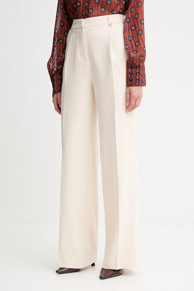 Morgan pantaloni culoarea bej, drept, high waist, PAKA.F