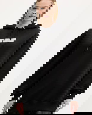 Karl Lagerfeld Jeans hanorac de bumbac culoarea negru, cu glugă, cu imprimeu, A4W20013