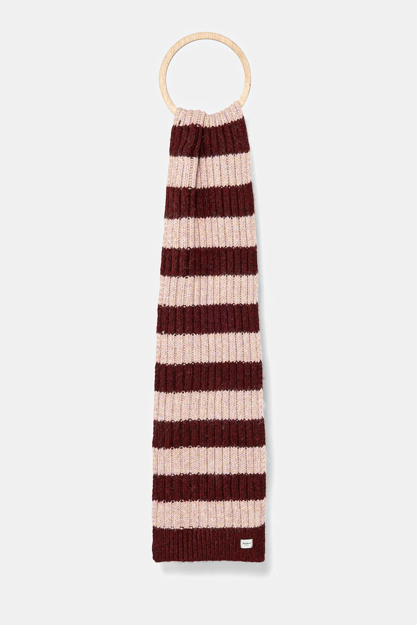 Pepe Jeans fular culoarea bordo, cu imprimeu, PL0600003