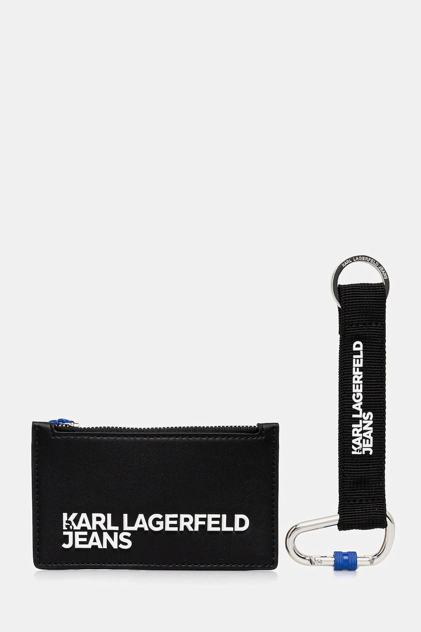 Karl Lagerfeld Jeans portofel și breloc culoarea negru, A4M32065