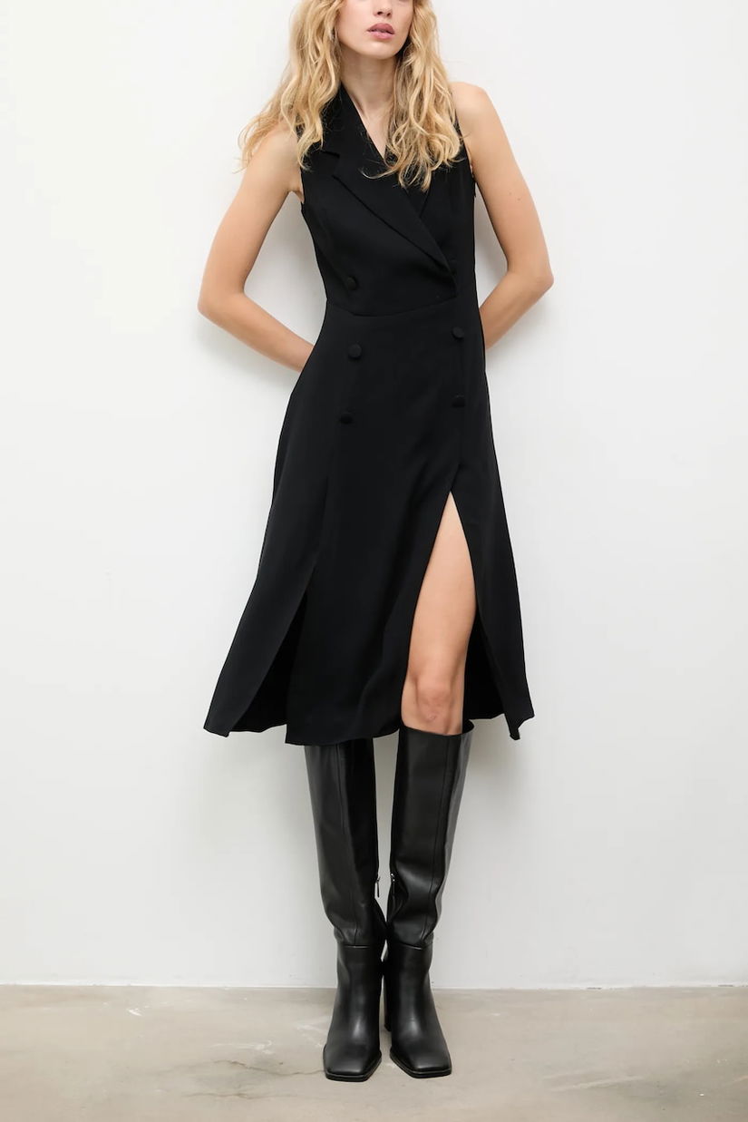 Answear.LAB rochie culoarea negru, midi, drept