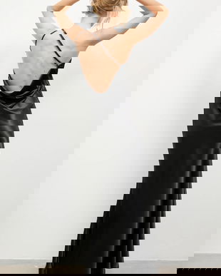 Answear.LAB rochie culoarea negru, maxi, evazati