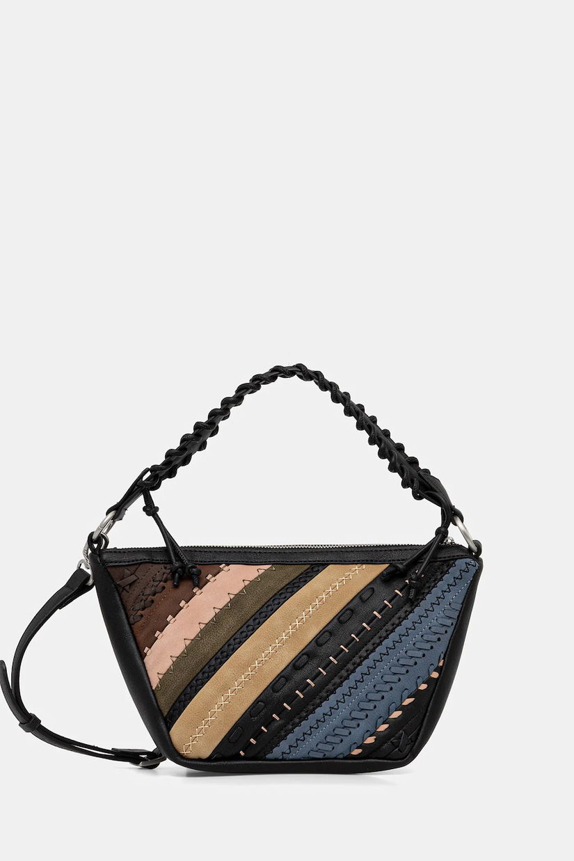 Desigual poșetă QUEBEC WHIPSTITCH PAT culoarea negru, 25WAXP78