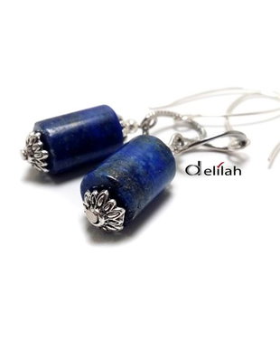 Cercei cu lapis lazuli forma cilindrica