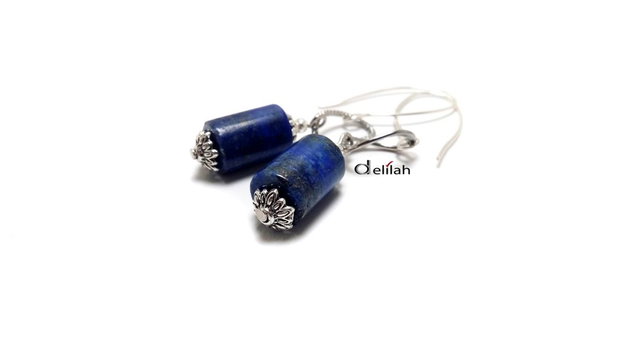 Cercei cu lapis lazuli forma cilindrica