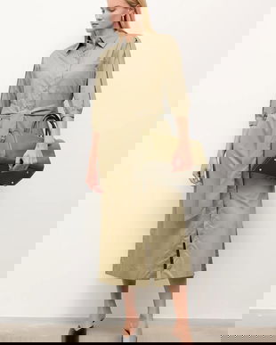 Answear.LAB rochie din bumbac culoarea verde, maxi, drept