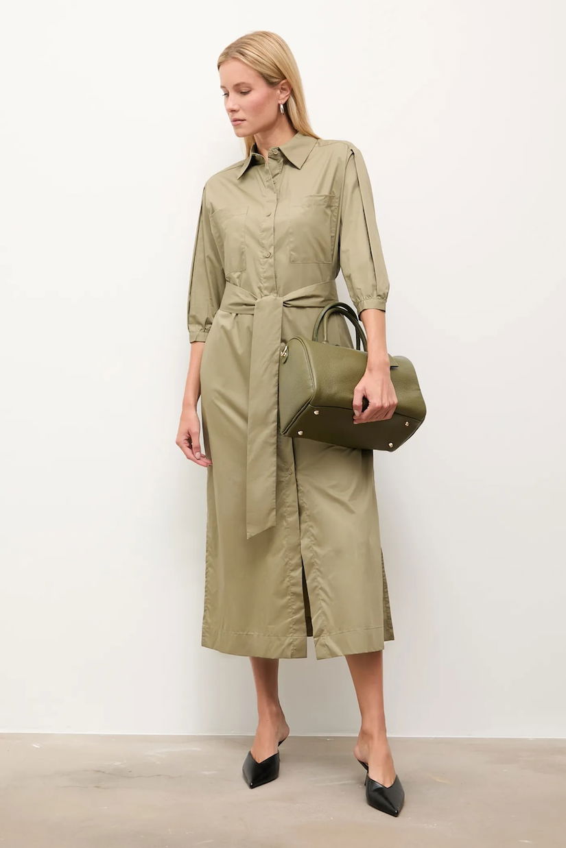 Answear.LAB rochie din bumbac culoarea verde, maxi, drept