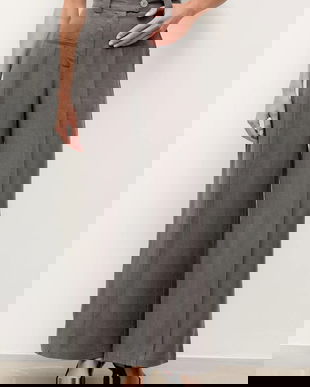 Answear.LAB pantaloni culoarea gri, lat, high waist