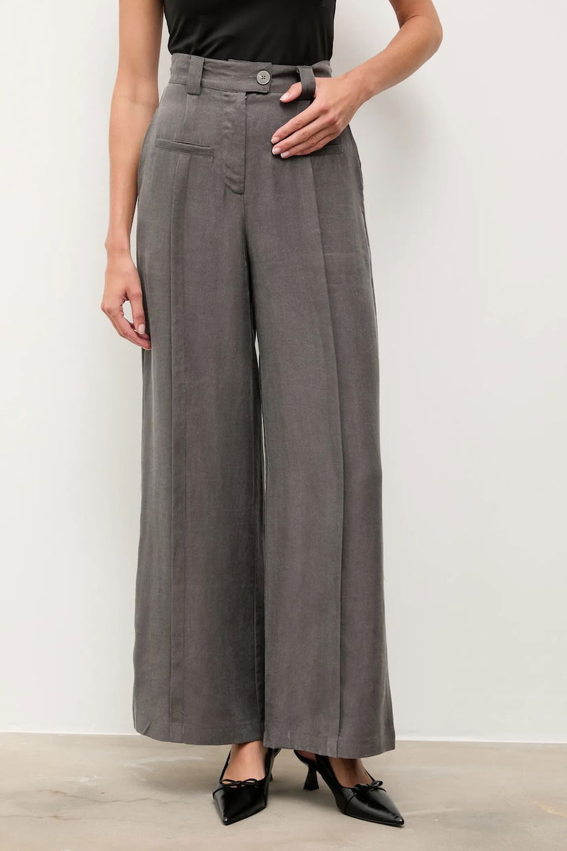 Answear.LAB pantaloni culoarea gri, lat, high waist