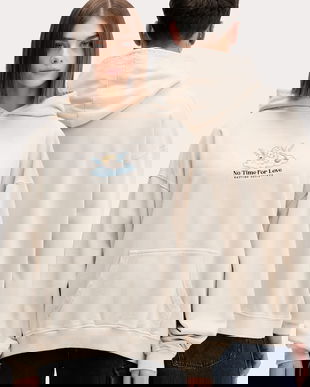 Kaotiko hanorac de bumbac culoarea bej, cu glugă, cu imprimeu, AR014-01-G002