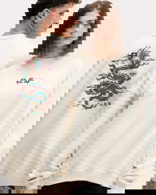 Kaotiko hanorac de bumbac culoarea bej, cu imprimeu, AR071-01S-G002