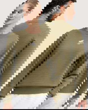 Lacoste hanorac de bumbac culoarea verde, cu imprimeu, SH2736