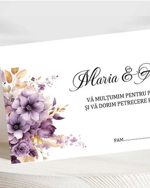 Plicuri bani nuntă flori mov