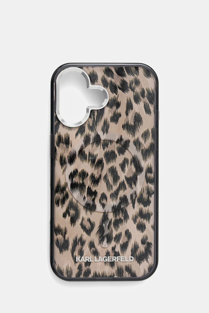 Karl Lagerfeld husă pentru telefon iPhone 16 culoarea maro, KLHMP16SHDLEOICW