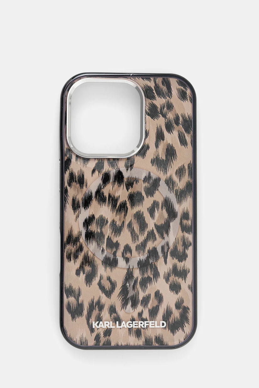 Karl Lagerfeld husă pentru telefon iPhone 16 Pro culoarea maro, KLHMP16LHDLEOICW