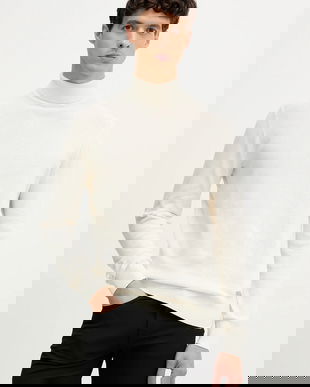 Karl Lagerfeld pulover culoarea bej, light, cu guler, 554309.655037