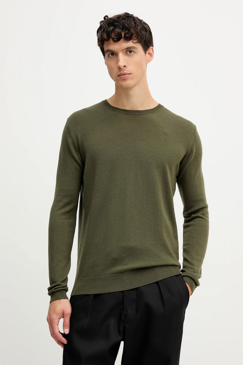 Karl Lagerfeld pulover de lână culoarea verde, light, 554399.655000