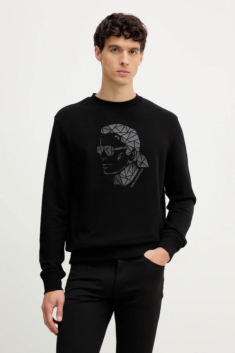 Karl Lagerfeld bluză culoarea negru, cu imprimeu, 554910.705042