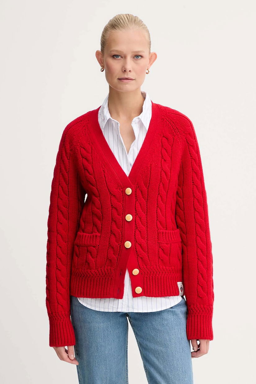 Bally cardigan din lână culoarea roșu, călduros, WKN0AM