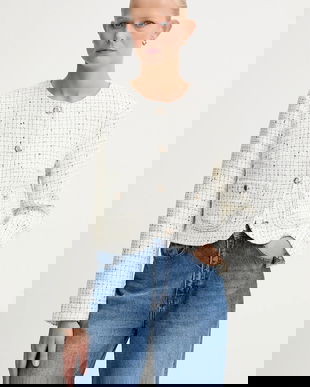 Morgan sacou culoarea alb, un singur rând de nasturi, cu imprimeu, VGABY