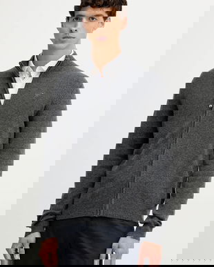 Hackett London cardigan din lână culoarea gri, HM7000077