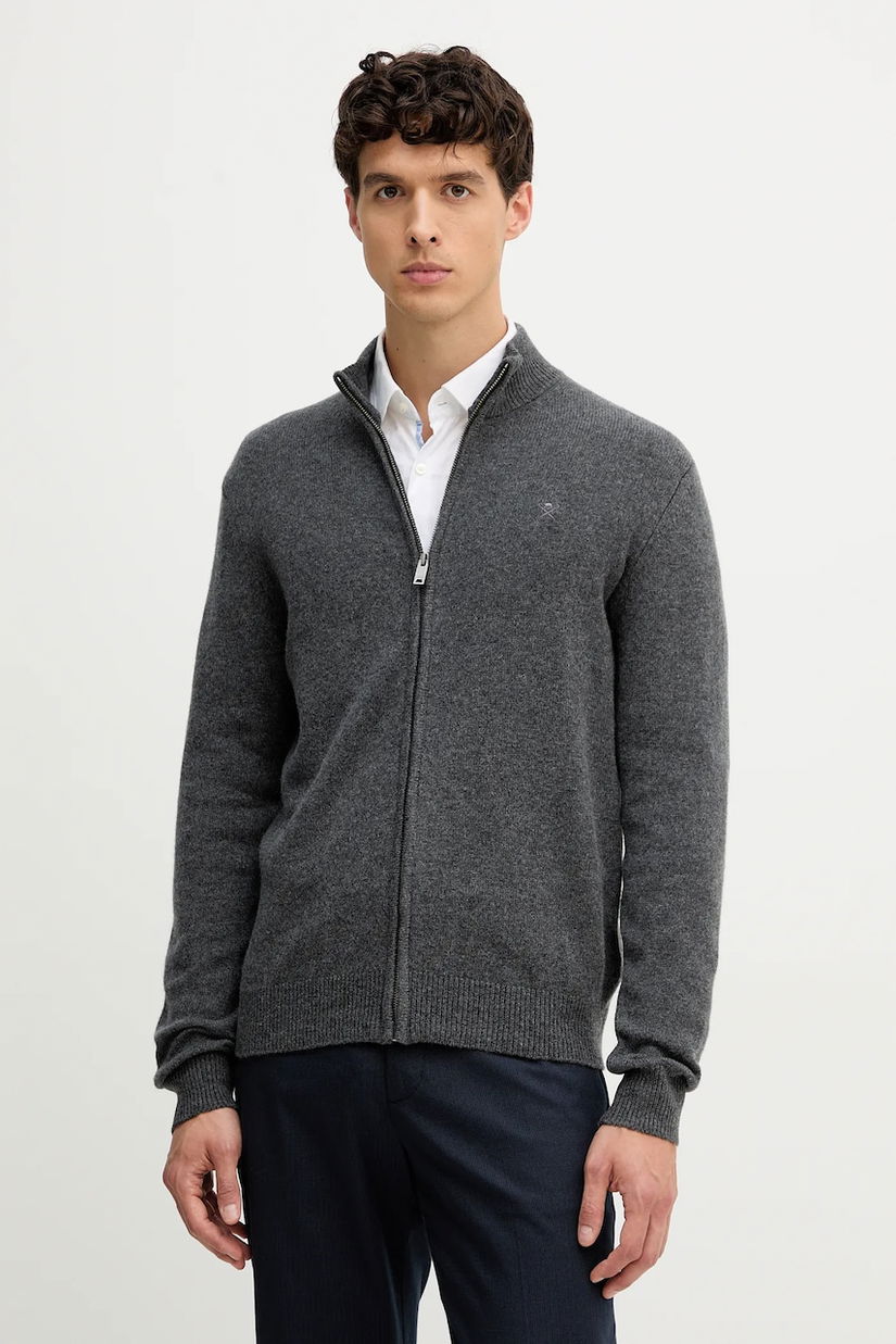 Hackett London cardigan din lână culoarea gri, HM7000077