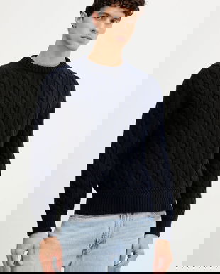 Bally pulover de lână culoarea bleumarin, călduros, MKN07V