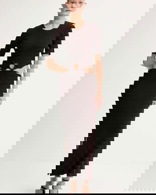 Sessun rochie culoarea maro, maxi, mulată, 25105019