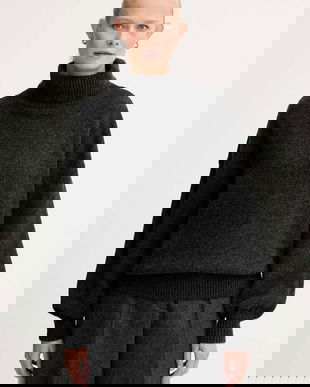 Sessun pulover de lână culoarea gri, cu guler, 25109034