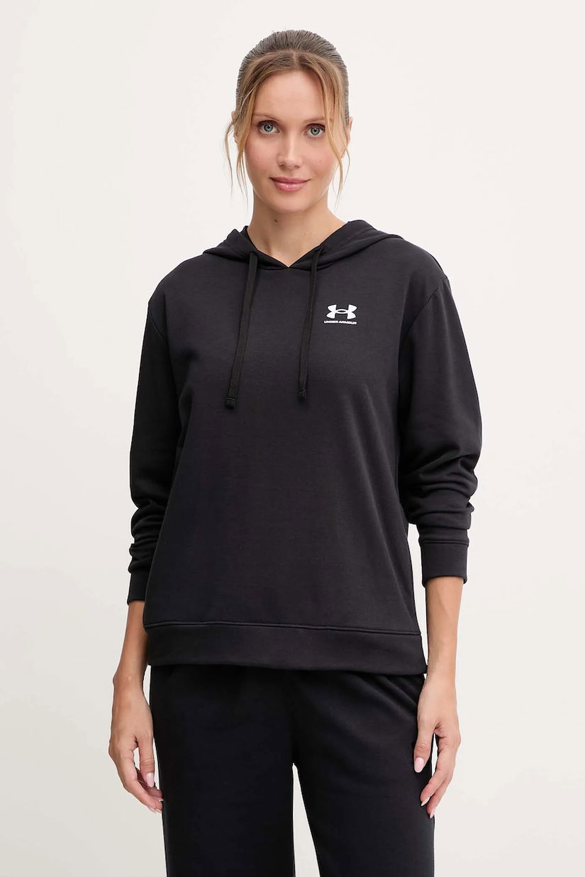 Under Armour bluză UA Rival culoarea negru, cu glugă, cu imprimeu, 6005511