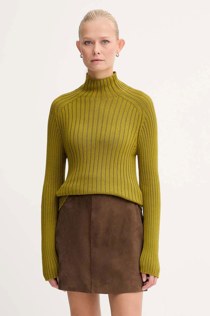Marc O'Polo pulover de bumbac culoarea verde, cu turtleneck, 509605960173