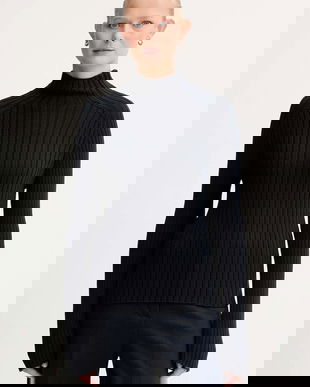 Marc O'Polo pulover de bumbac culoarea bleumarin, cu turtleneck, 509605960173