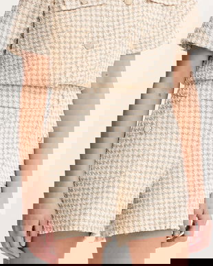 Morgan pantaloni scurți culoarea bej, cu imprimeu, high waist, SHAV.F