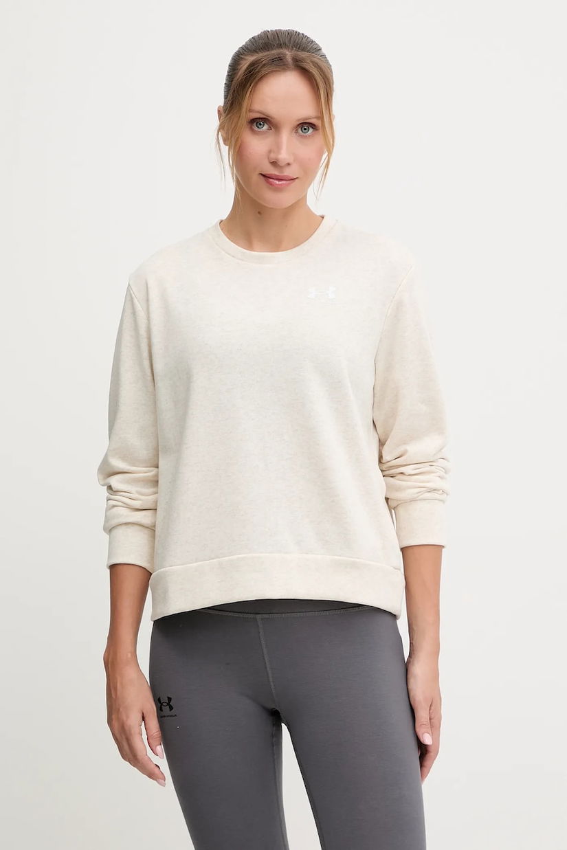 Under Armour bluză Rival Terry culoarea violet, cu imprimeu, 1389659