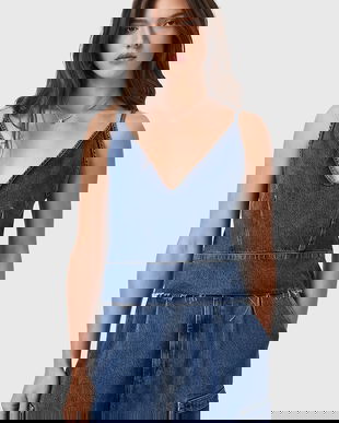 AllSaints bluză subțire de blugi LILAH uni, W006PD