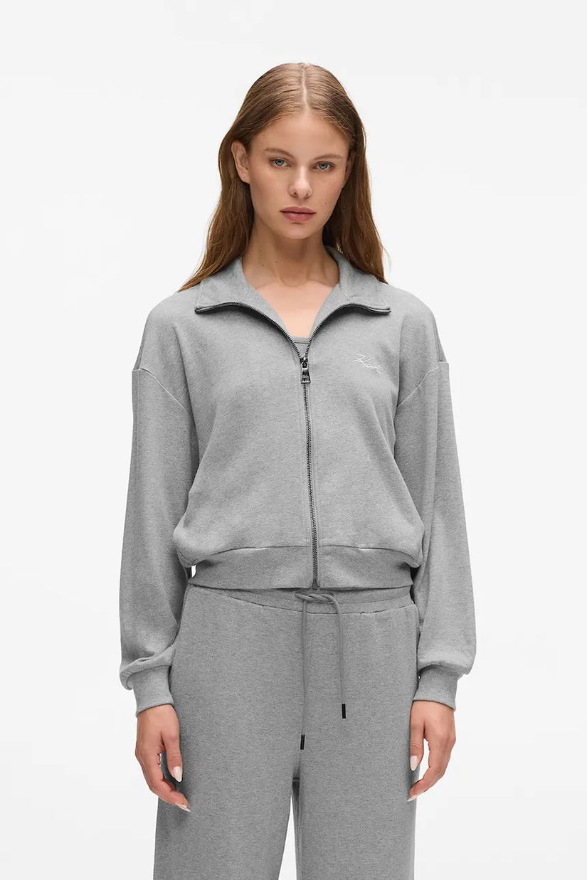 Karl Lagerfeld bluză culoarea gri, uni, A4W44017