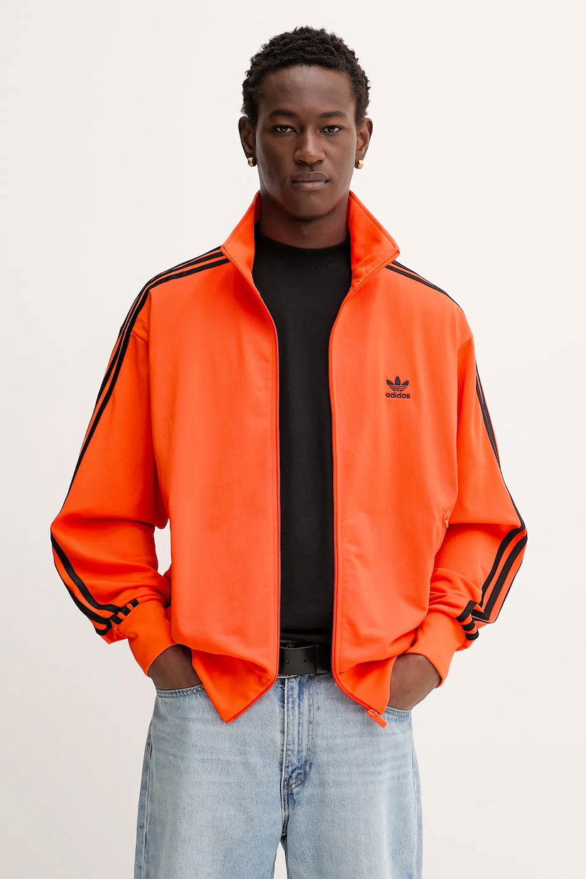 adidas Originals bluză Firebird culoarea portocaliu, cu imprimeu, JY1348