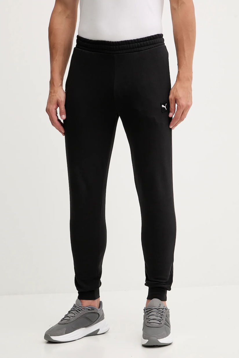 Puma pantaloni de trening din bumbac culoarea negru, cu imprimeu, 688277