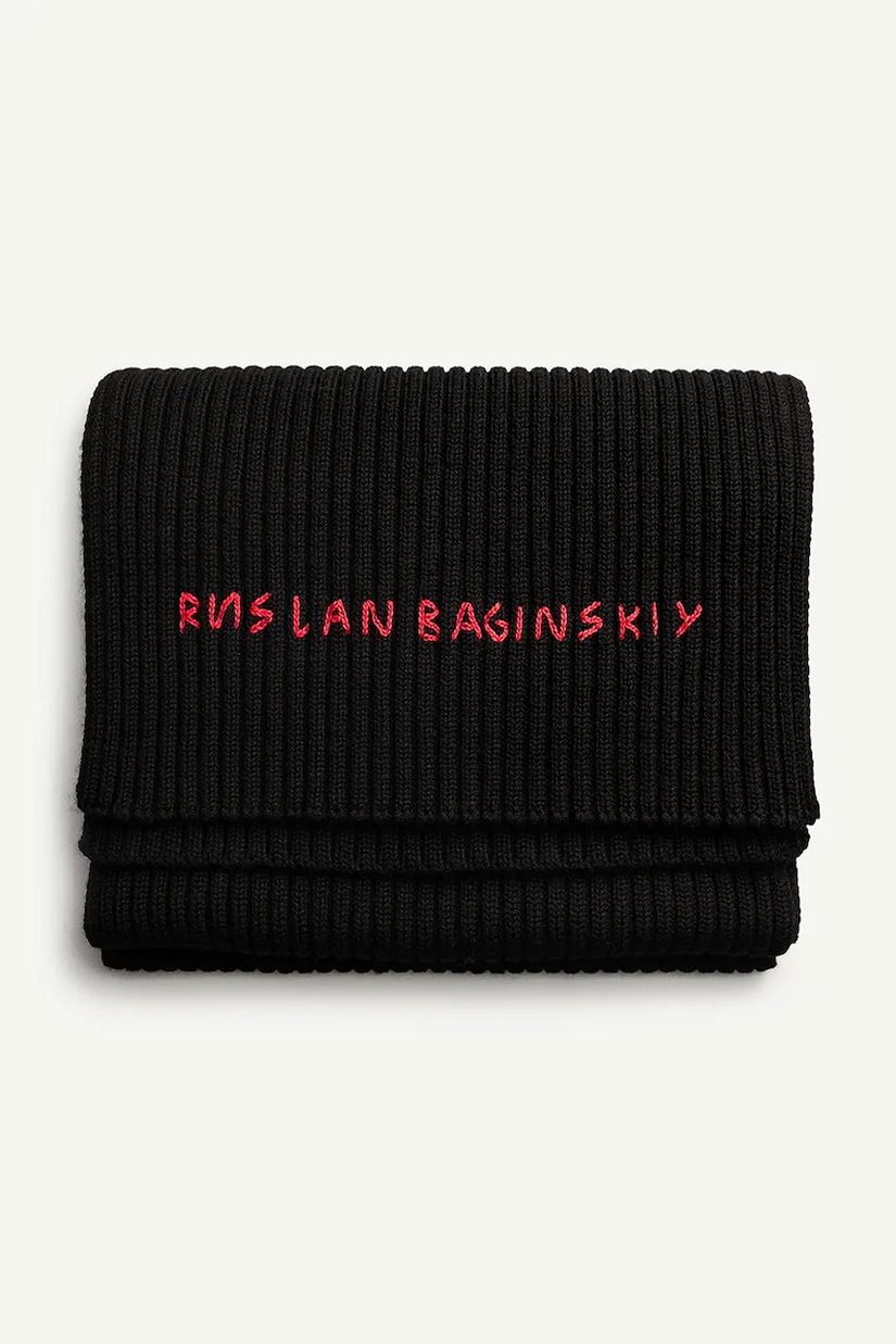 Ruslan Baginskiy eșarfă de lână culoarea negru, cu imprimeu, SKR033/034-MW-FL-CD24