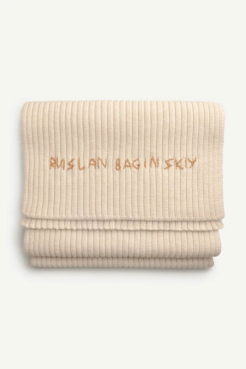 Ruslan Baginskiy eșarfă de lână culoarea bej, cu imprimeu, SKR036-MW-FL-CD24