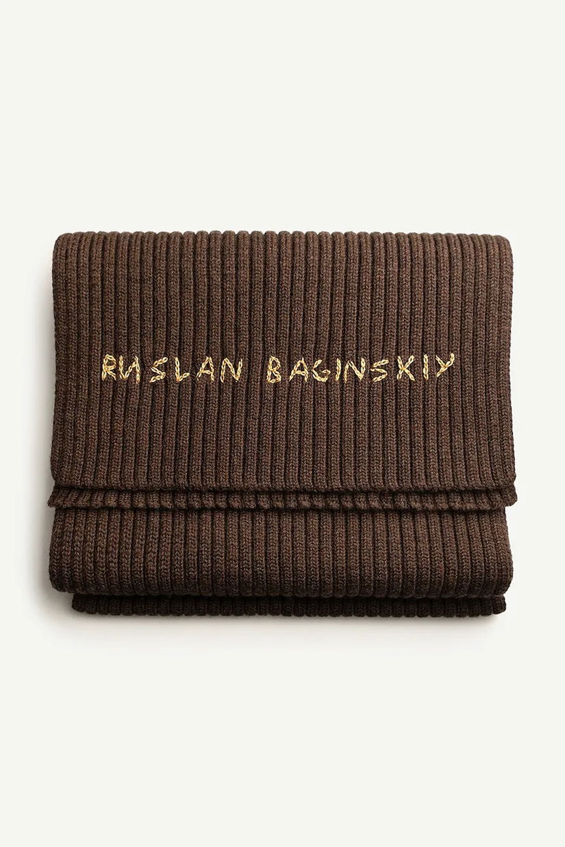Ruslan Baginskiy eșarfă de lână culoarea maro, cu imprimeu, SKR09/036-MW-FL-CD24