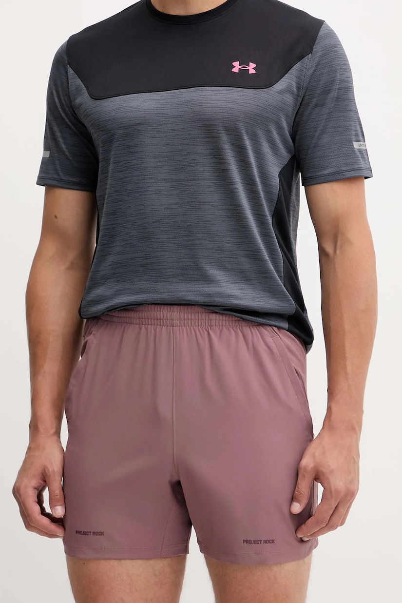 Under Armour pantaloni scurți sport Project Rock culoarea maro, 6007178
