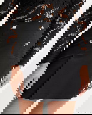 Morgan fustă culoarea negru, mini, evazați, JPALE