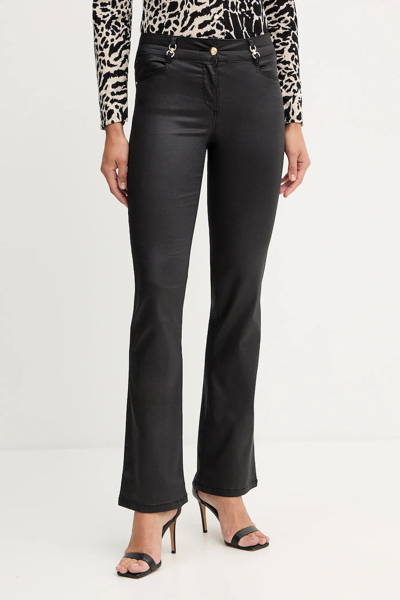 Morgan pantaloni culoarea negru, evazați, medium waist, PCURE