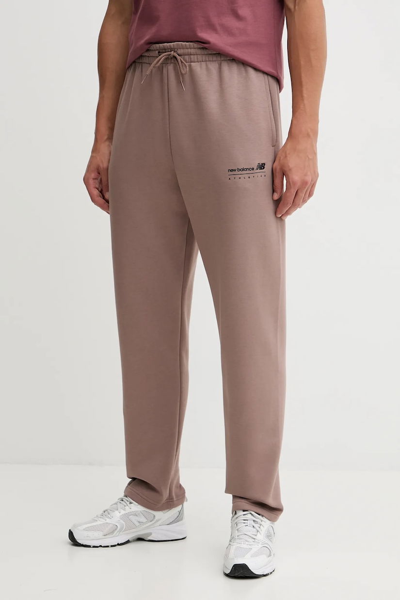 New Balance pantaloni de trening culoarea maro, uni, MP53508EAS