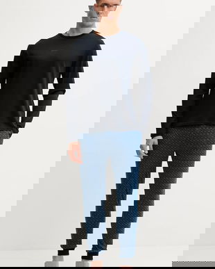 BOSS pijamale de bumbac culoarea negru, cu imprimeu, 50550494