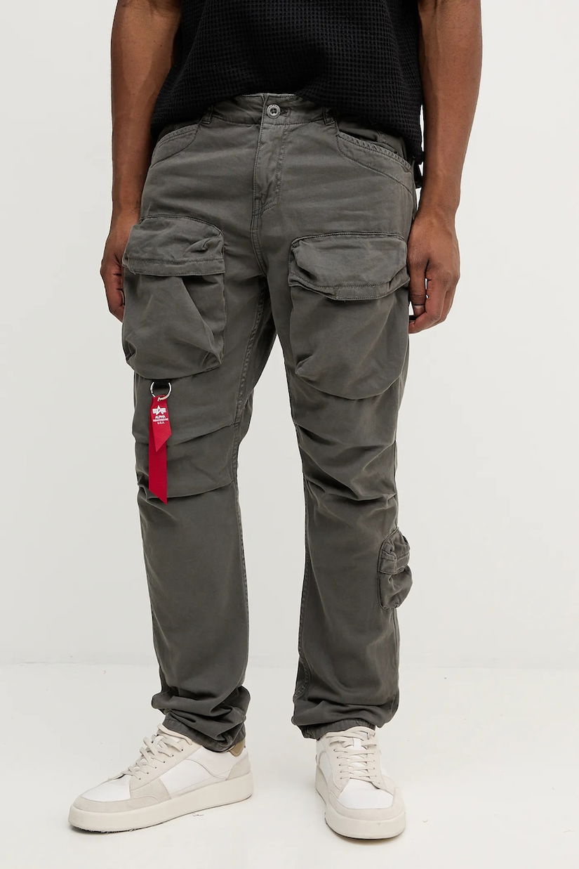 Alpha Industries pantaloni de bumbac culoarea gri, cu fason cargo, 148207.684